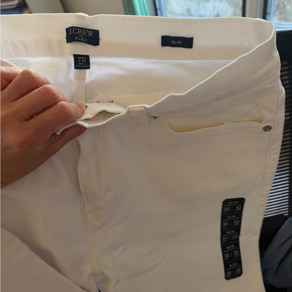 J. Crew White Flex Slim Pants